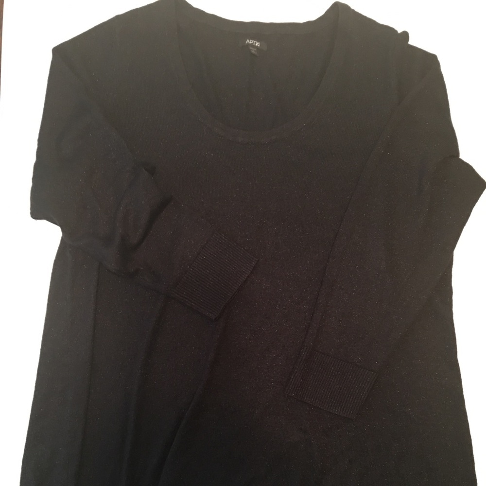 Black lightweight sweater with sheer bottom detail